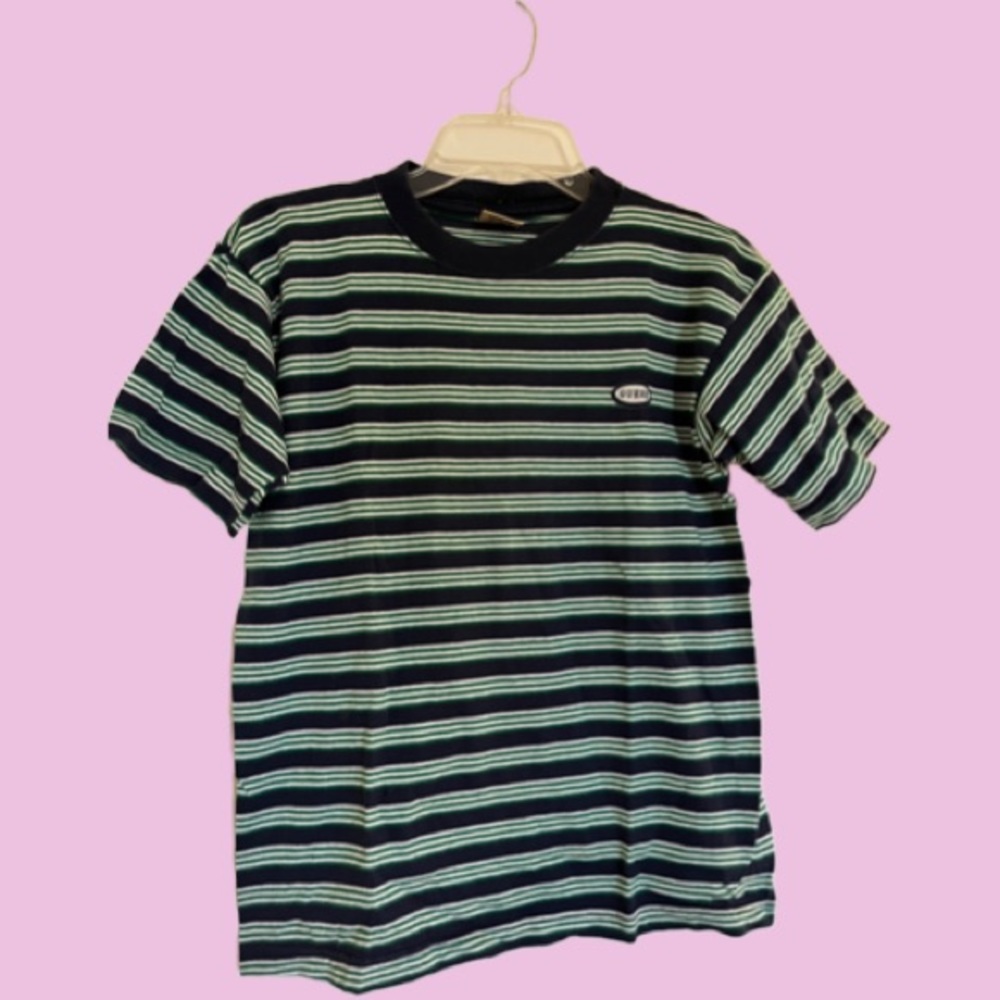 Vintage Guess Baby tee green and blue stripes